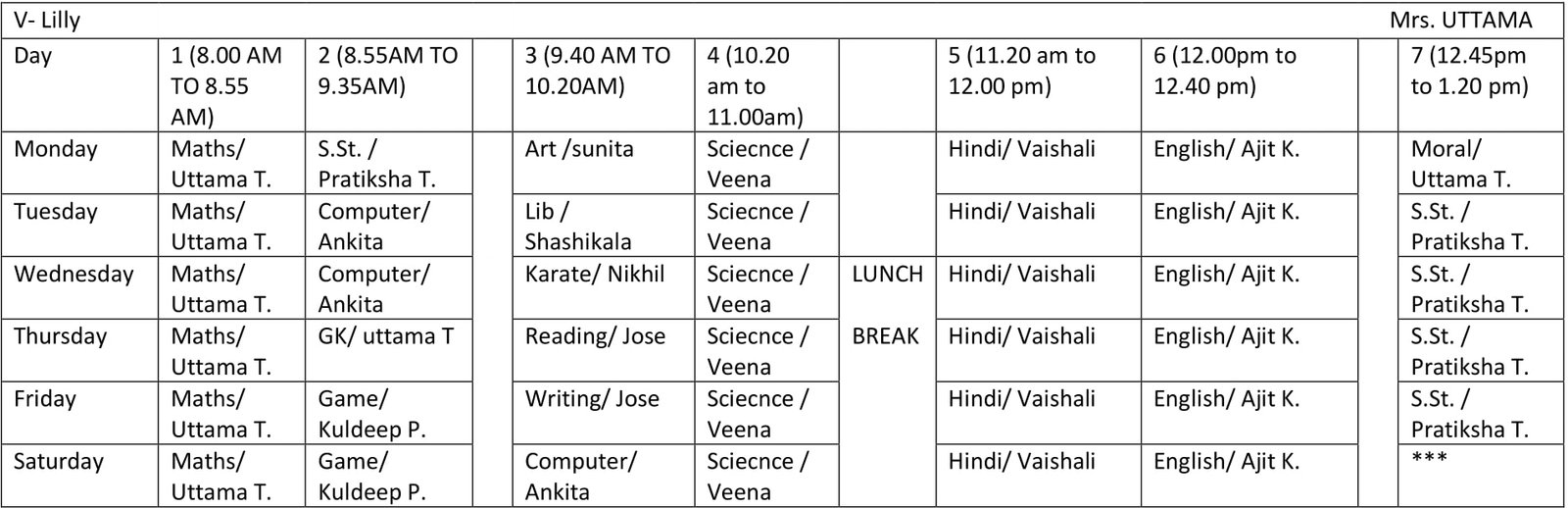 Time Table 2024-25